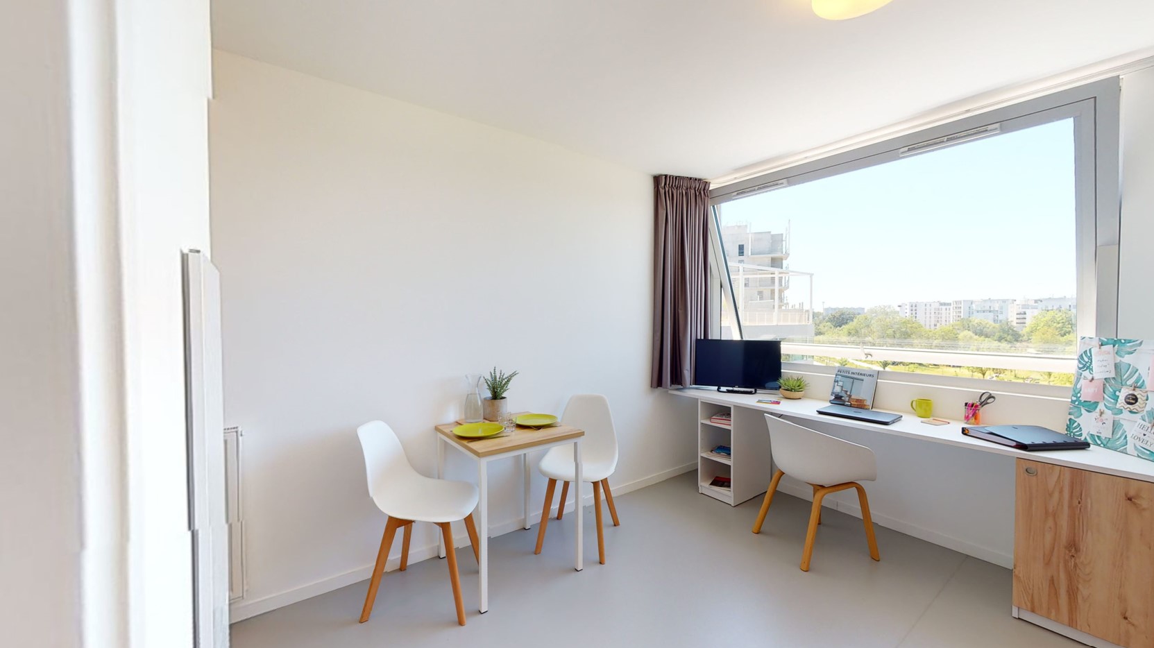 Living room in a student flat at the Artemisia Rennes residence