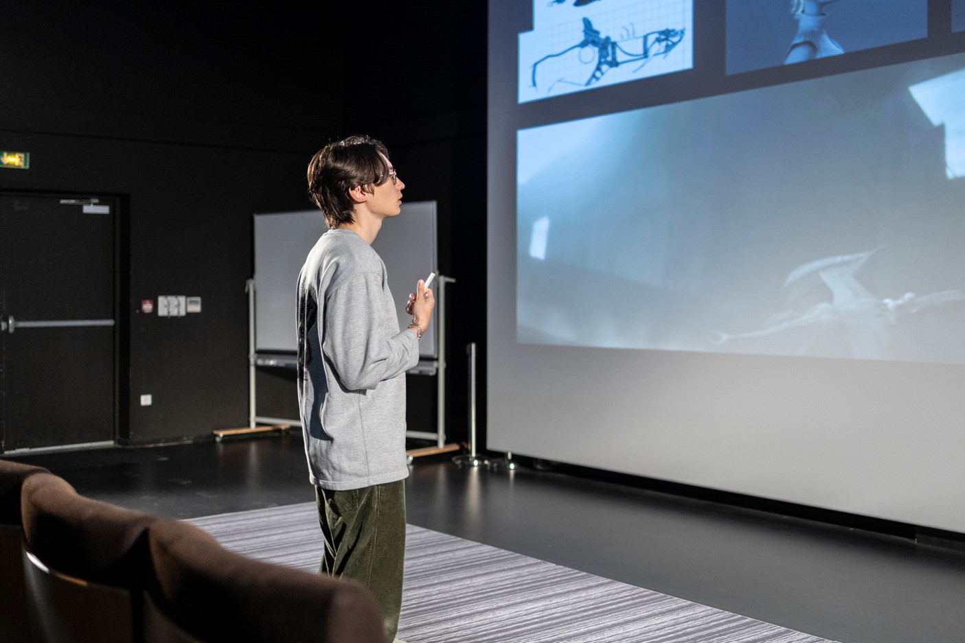 Student presenting a project at ESMA Toulouse.